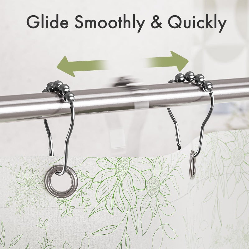 Amazer Shower Curtain Rings, Rust-Resistant Metal Shower Hooks Ring Shower Rings for Curtain Rolling Shower Curtain Hooks for Bathroom Shower Rod Shower Curtain Hangers, Set of 12, Chrome - Image 3